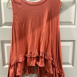 Free People Rust Ruffle Tank Top